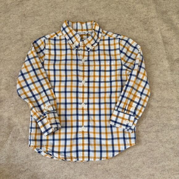 Janie and Jack plaid button-up 2 shirt bundle red yellow Kids 18–24M classic - Picture 10 of 16